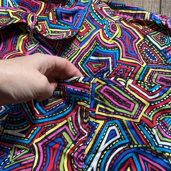 Chico’s Multi Color Zipper Jacket Chicos Size 2 Large 12 - Picture 10 of 13